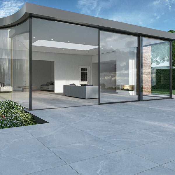 Roca White Outdoor Porcelain Paving Tiles - 900x600x16mm