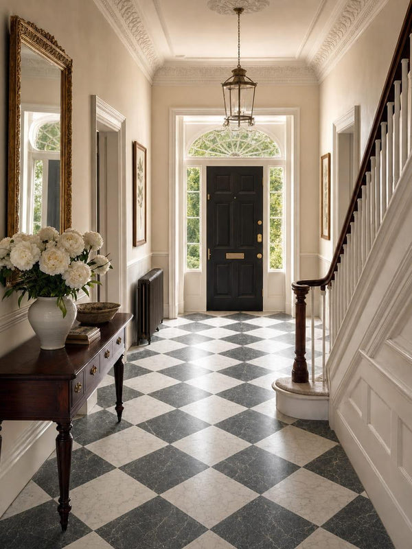 Lusso Verde + Carrara Marble Checkerboard Porcelain Tile - 300x300x12mm