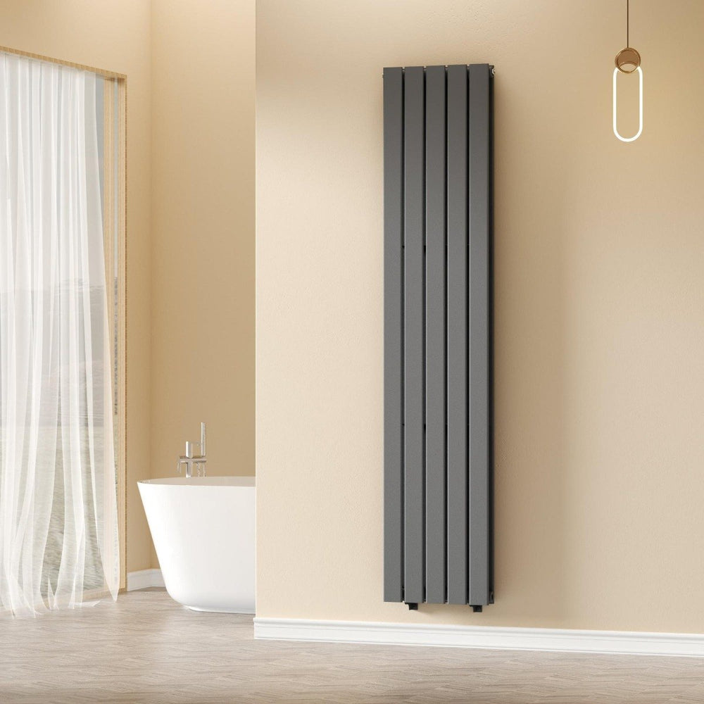 Boston Anthracite Double Panel Vertical Radiator - 1600x480mm