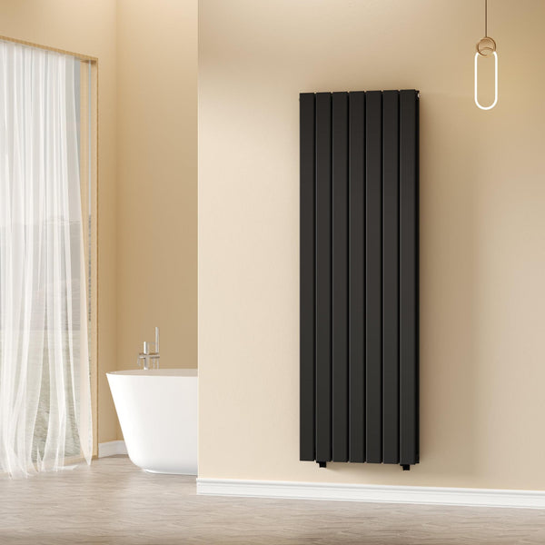 Boston Black Double Panel Vertical Radiator - 1600x530mm