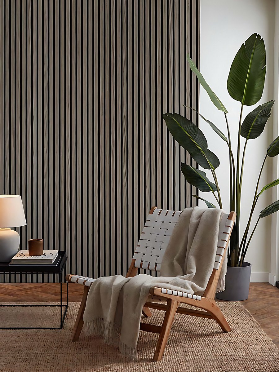 Walnut Acoustic Slat Wood Wall Panels - 2400x600mm
