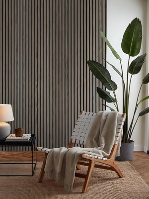 Walnut Acoustic Slat Wood Wall Panels - 2400x600mm
