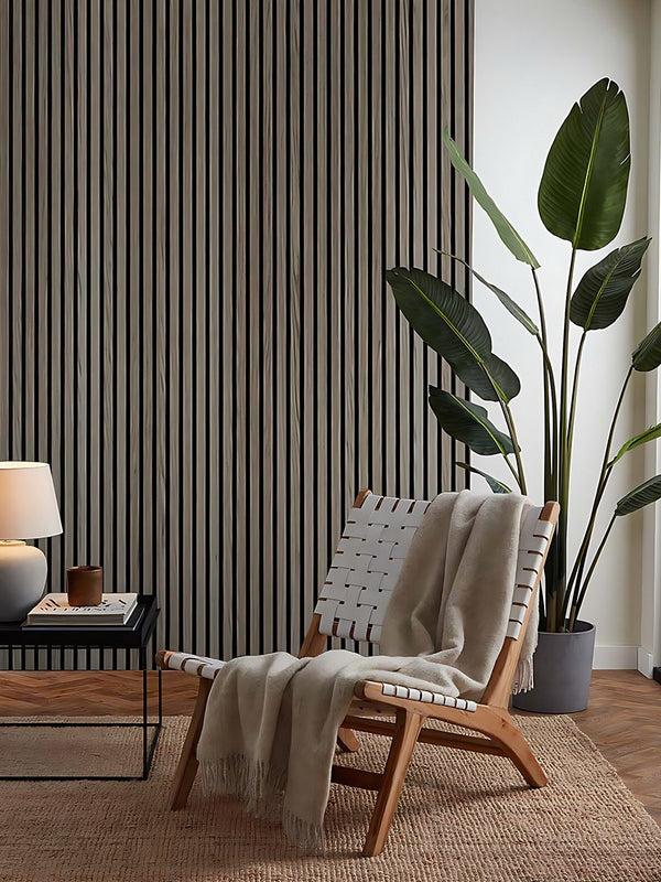 Walnut Acoustic Slat Wood Wall Panels - 2400x600mm
