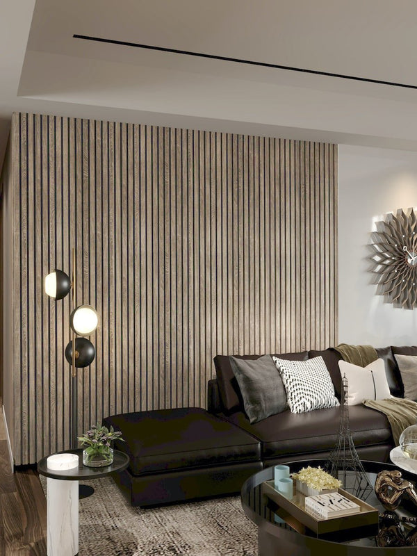 Walnut Acoustic Slat Wood Wall Panels - 2400x600mm
