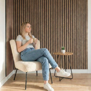 Walnut Acoustic Wood Wrapped Wall Panels - 2400x600x21mm