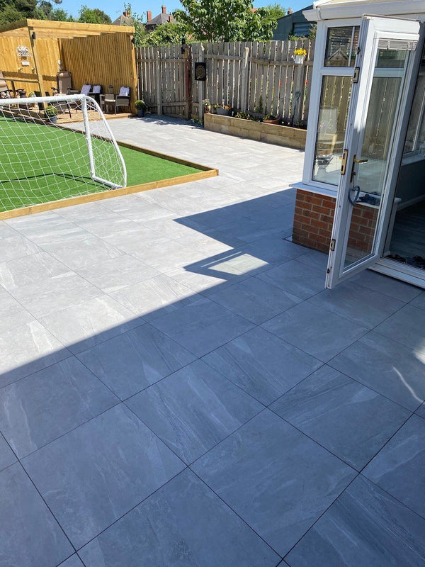 Warm Grey King Size Outdoor Porcelain Paving Slabs - 800x800 Pack