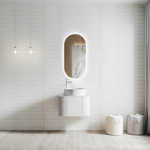 Bali Solid Wood Fluted White Vanity With/Without LED Mirror - 600mm / 750mm / 900mm