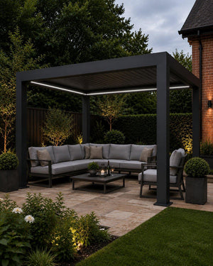 Wonder Rectractable Roof Motorised Pergola with LED Lights - 3m x 4m