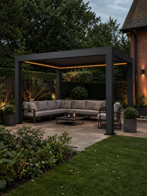 Wonder Rectractable Roof Motorised Pergola with LED Lights - 3m x 4m