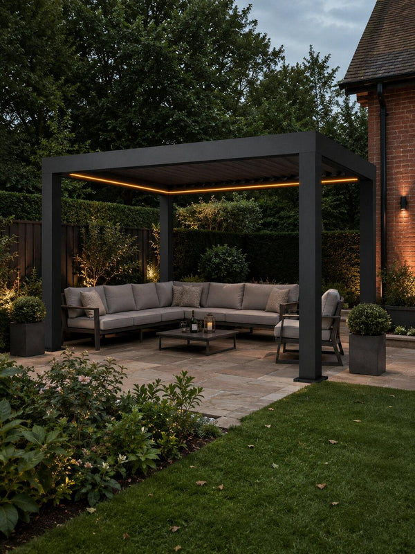Wonder Rectractable Roof Motorised Pergola with LED Lights - 3m x 4m