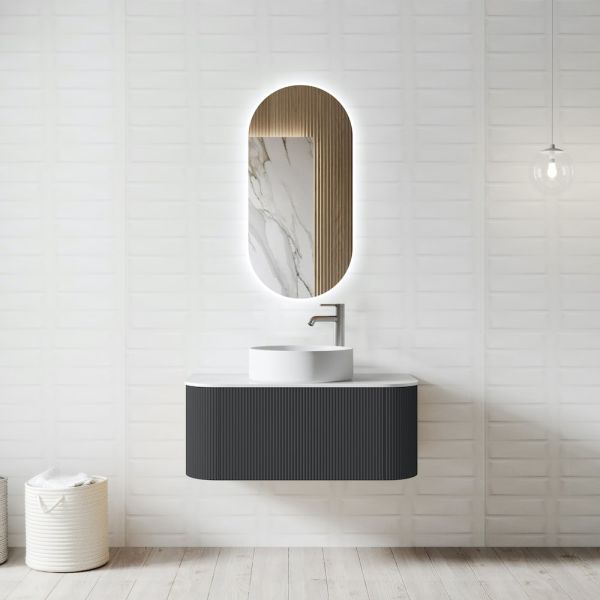 Bali Solid Wood Fluted Anthracite Vanity - 600mm|750mm|900mm