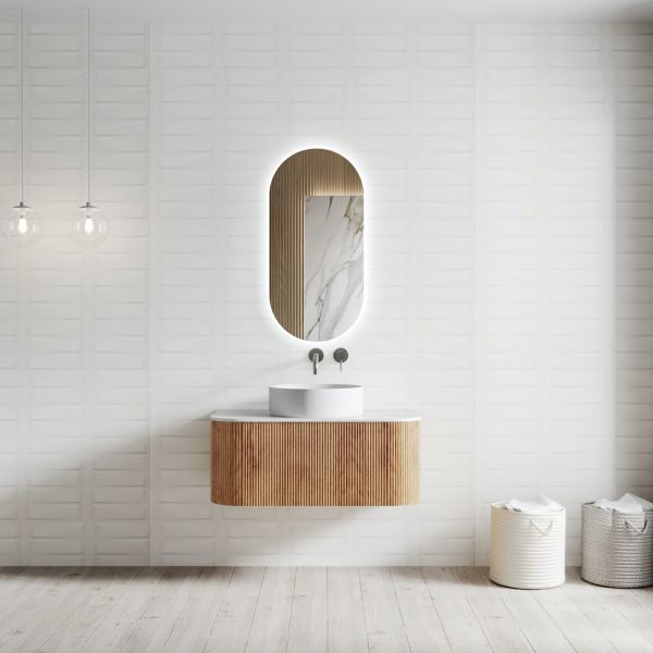 Bali Solid Wood Fluted Vanity Without LED Mirror - 900mm | 750mm | 600mm
