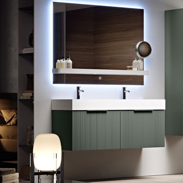 Capri Italian Vanity Unit With Stone Basin (MATT GREEN 1200MM)