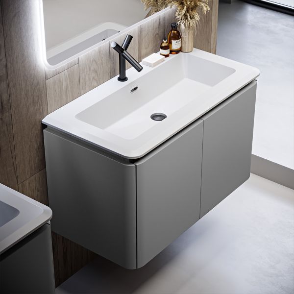 Icona Italian Vanity Unit With Stone Basin (MATT GREY 940MM)