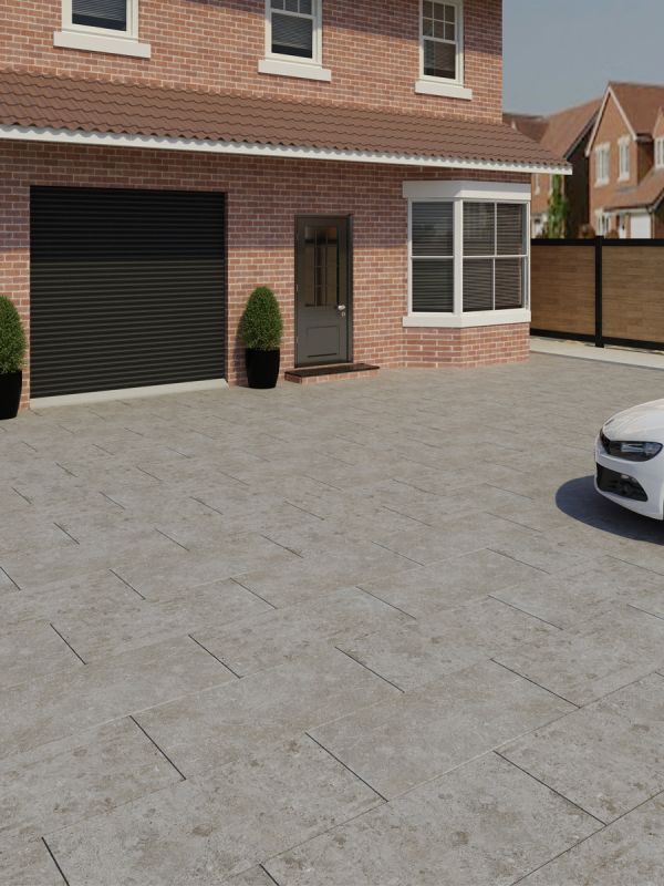 Lokeren Gris Driveway Porcelain Paving Slabs - 900x450x30mm