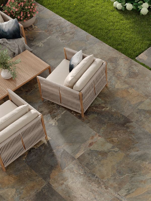 Multicolour Slate Effect Outdoor Porcelain Tiles - 900x600mm