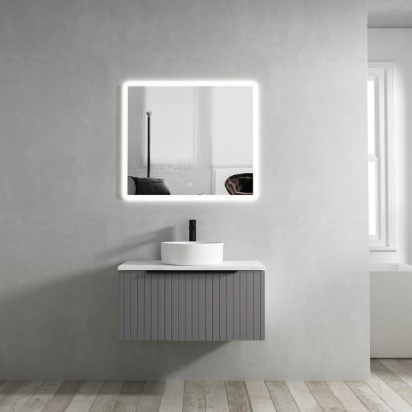 Valar Light Fluted Vanity With LED Mirror - 800mm
