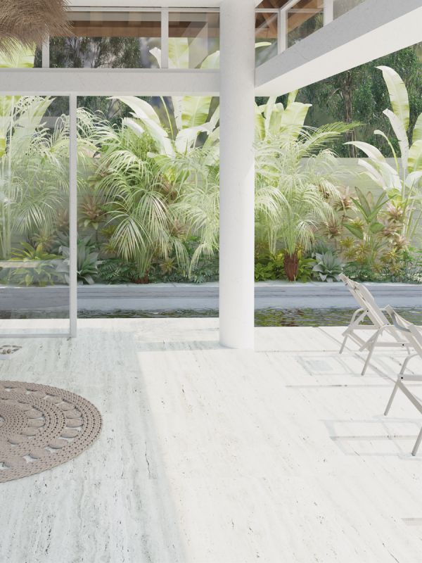 Travertino Blanco King Size Outdoor Porcelain Paving Slabs - 1200x600mm