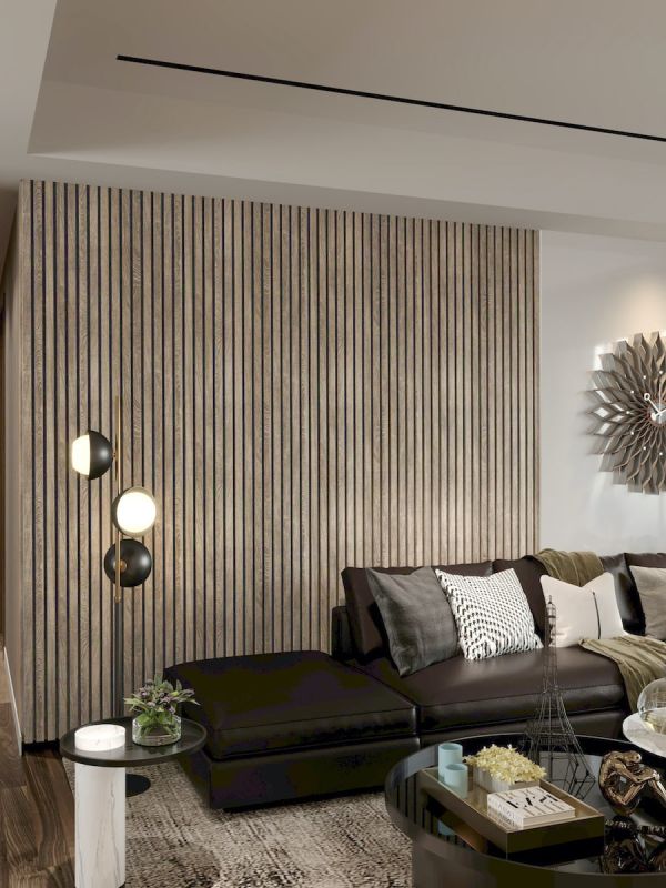 Walnut Acoustic Slat Wood Wall Panels - 2400x600mm
