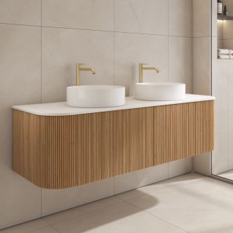Bali Solid Wood Fluted Double Bathroom Vanity - 1400mm
