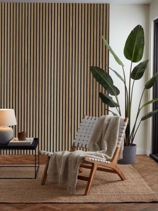 Natural Oak Acoustic Slat Wood Wall Panels - 2400x600mm
