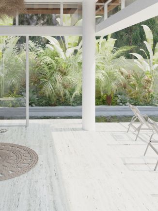 Travertino Blanco King Size Outdoor Porcelain Paving Slabs - 1200x600mm