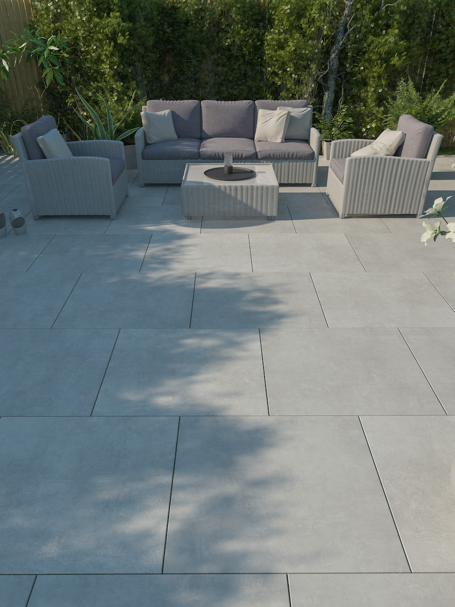 Eclipse Silver Virtue Outdoor Porcelain Paving Slabs - 600x600 Pack