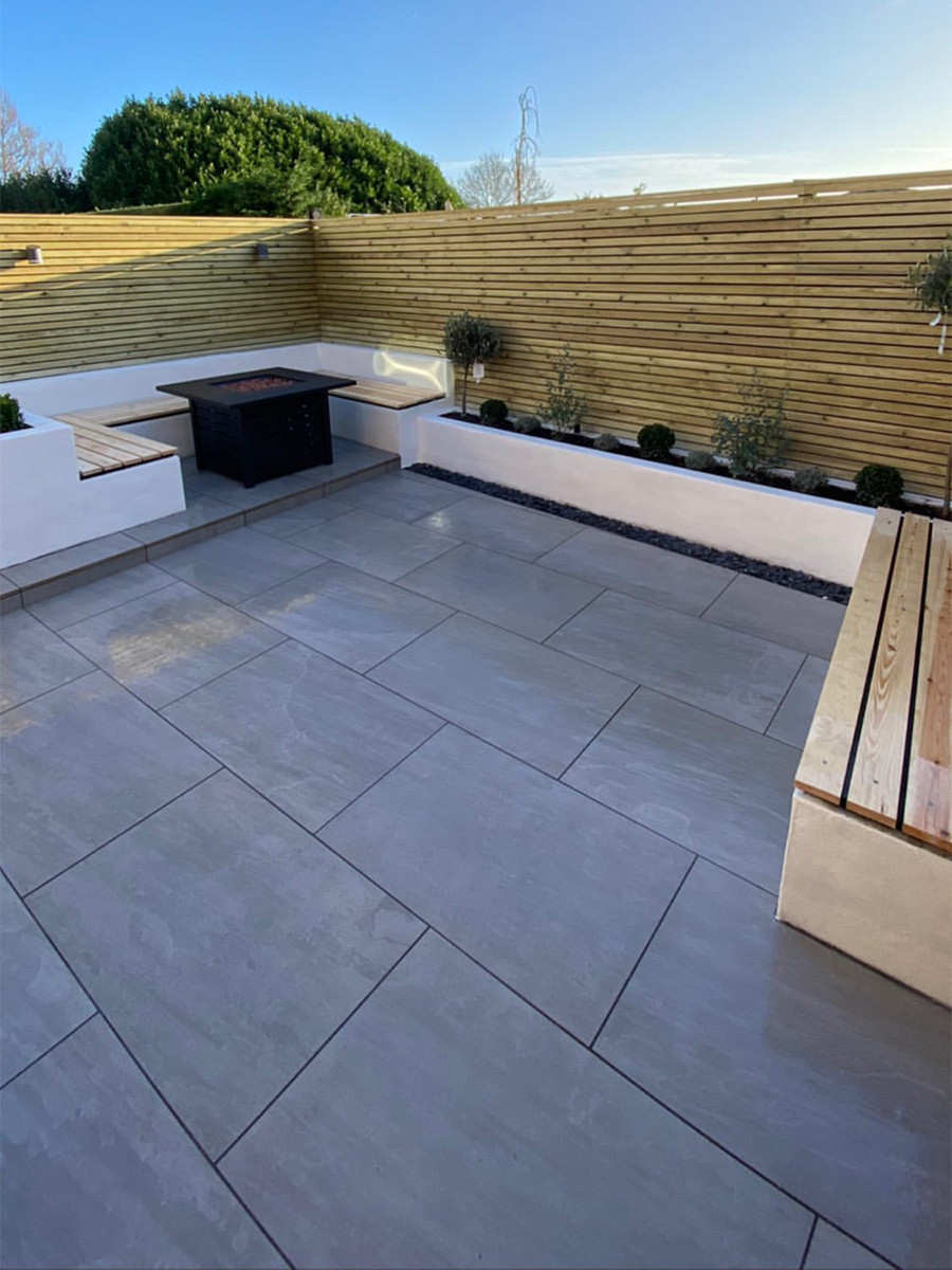 Kandla Grey Indian Sandstone Effect Outdoor Porcelain Paving slabs - 900x600 Pack