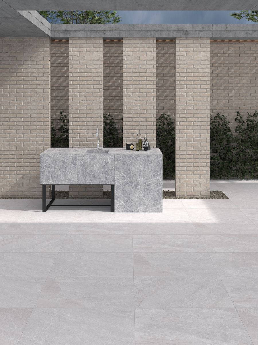 Valencia White Outdoor Porcelain Paving Slabs - 900x600x20mm