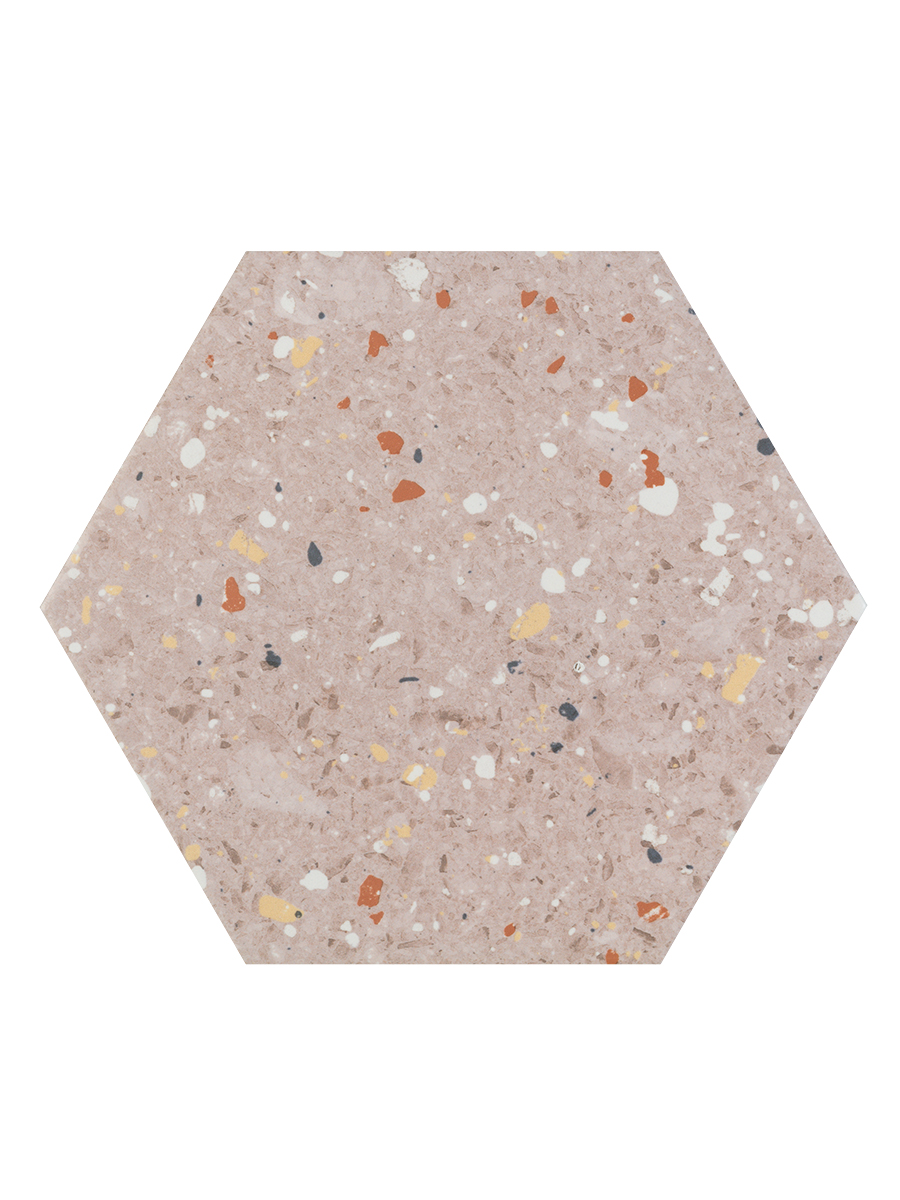 Arousa Rosa Terrazzo Hexagon Wall & Floor Tiles - 258x290mm