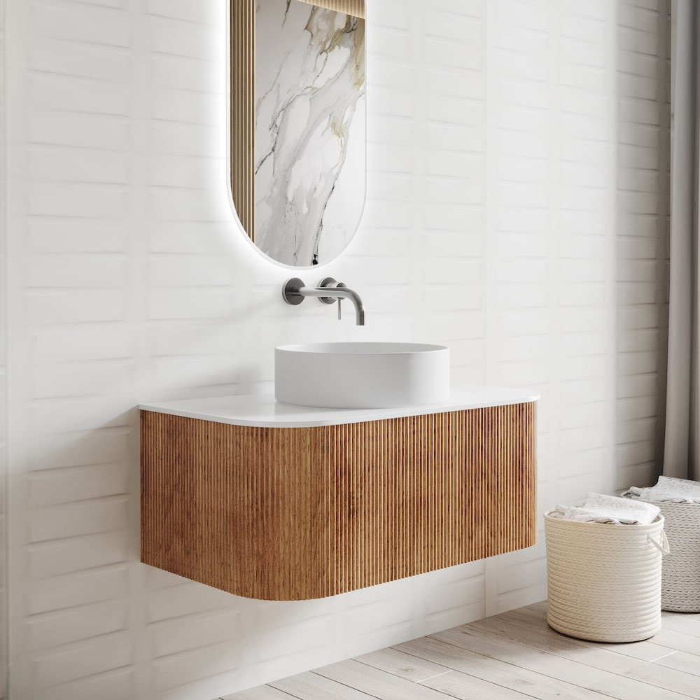 Bali Solid Wood Fluted Vanity - 750mm