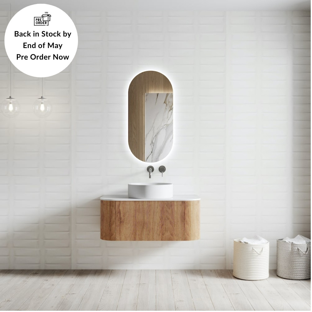 Bali Solid Wood Fluted Vanity With LED Mirror - 750mm