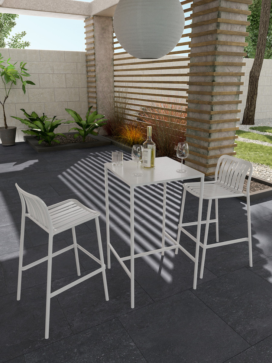 Earth Outdoor & Indoor Bar Set 2 seater - White(2 bar chairs and 1 table)