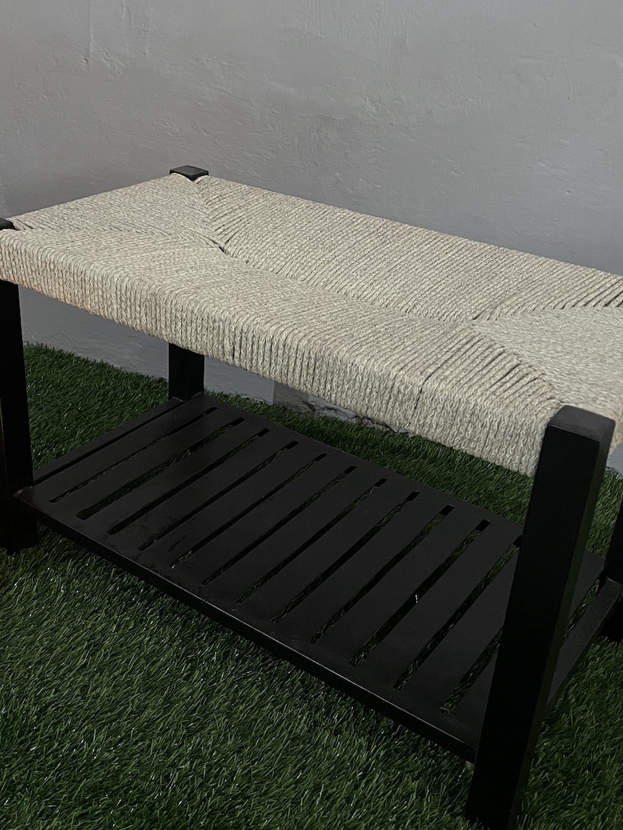 Silver Grey Rope Bench With Rack