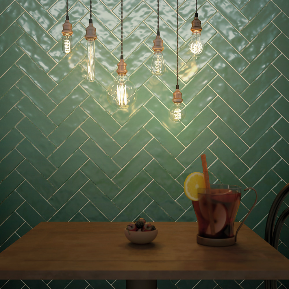 Boston Green Gloss Wall & Floor Tile - 65x200mm