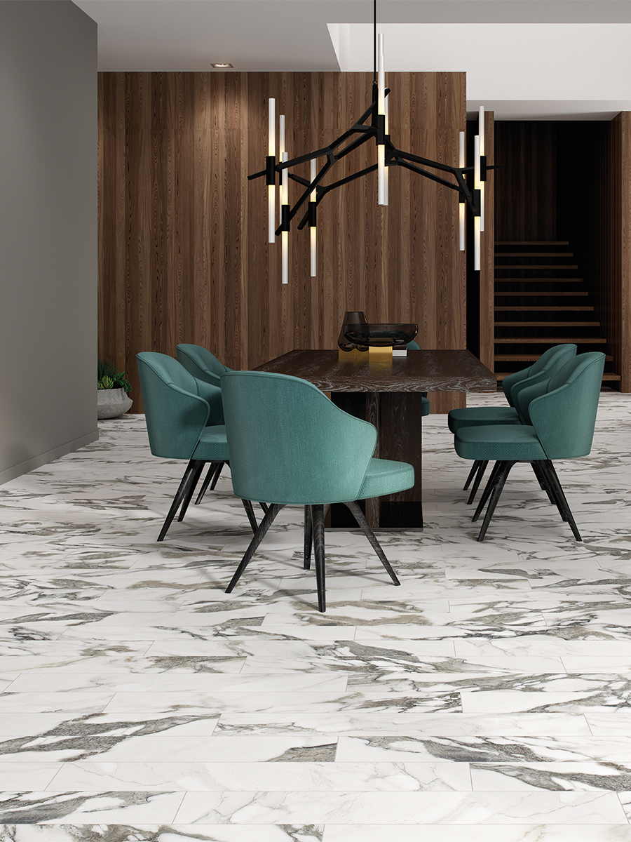 Calacatta Majestic Marble Effect Porcelain Tiles - 150x900mm