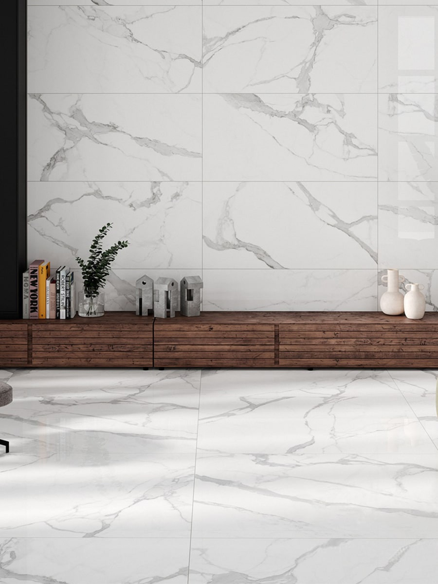 Calacatta Bianco Polished Porcelain Tile - 1200x600mm