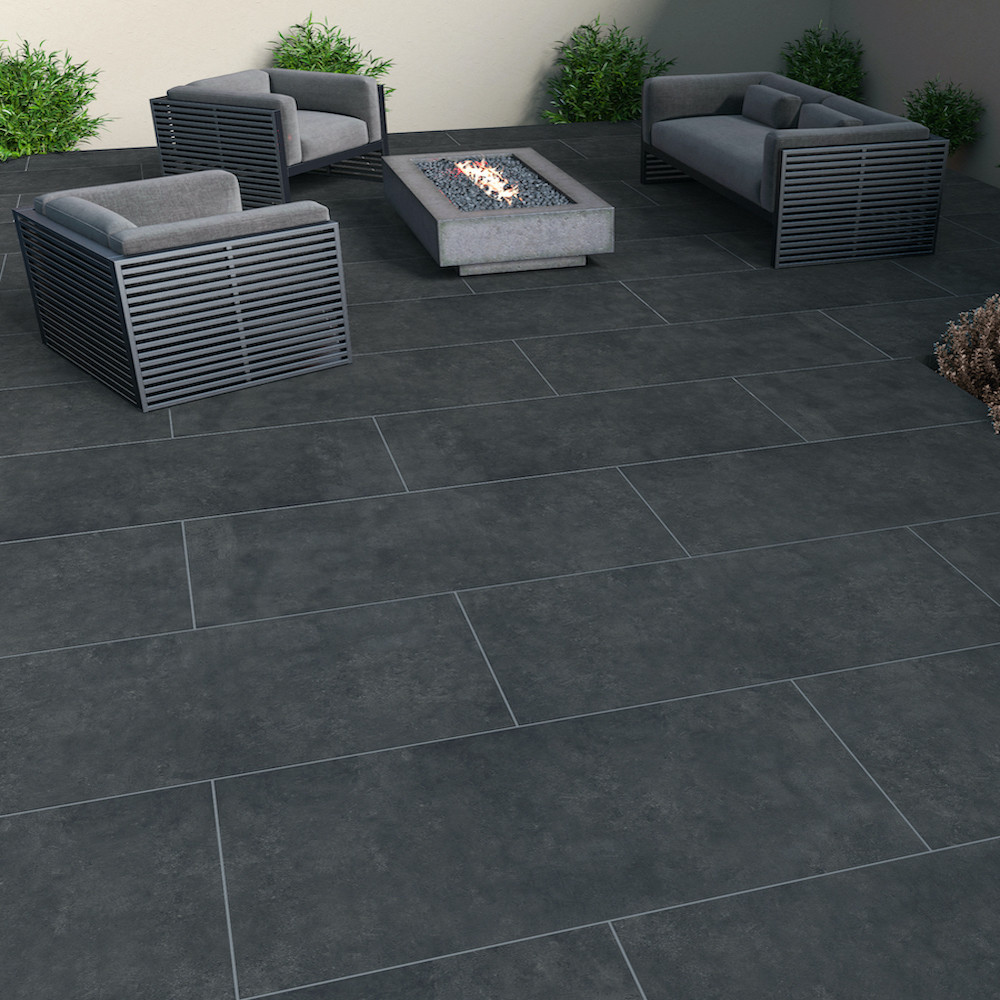 Clay Anthracite King Size Outdoor Porcelain Paving Slabs - 1200x600 Pack