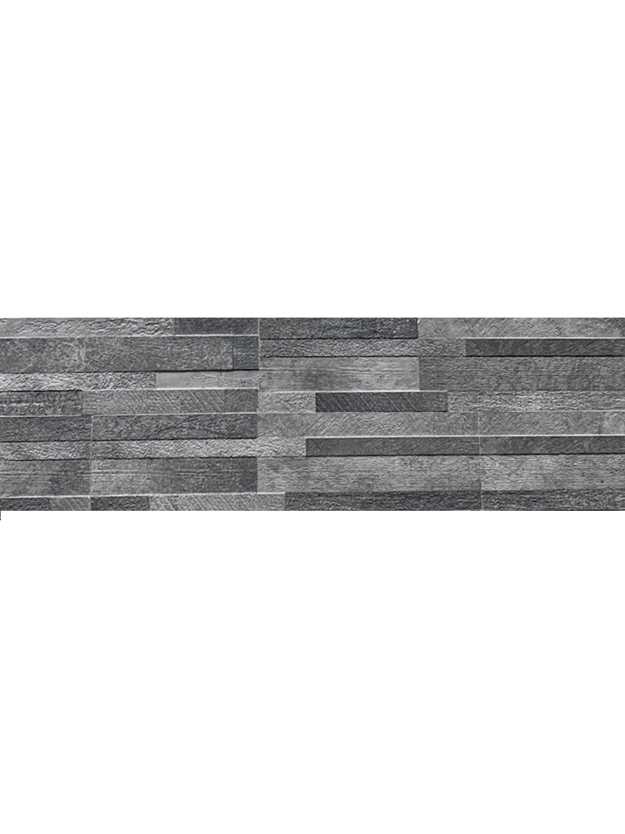 Dark Grey Quartz Split Face Effect Outdoor Porcelain Wall Tiles - 150x610x7-11(mm)