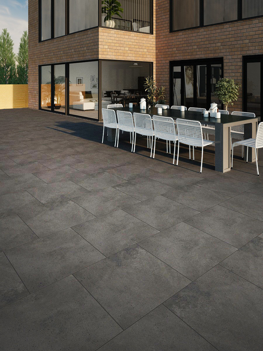 Clay Anthracite Outdoor Porcelain Paving Slabs - 600x600 Pack