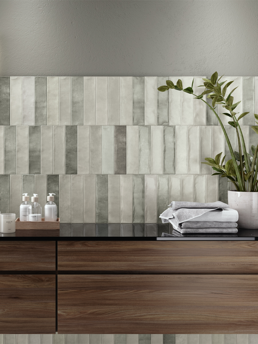 Earth Ash Gloss Wall Tile - 75x300mm