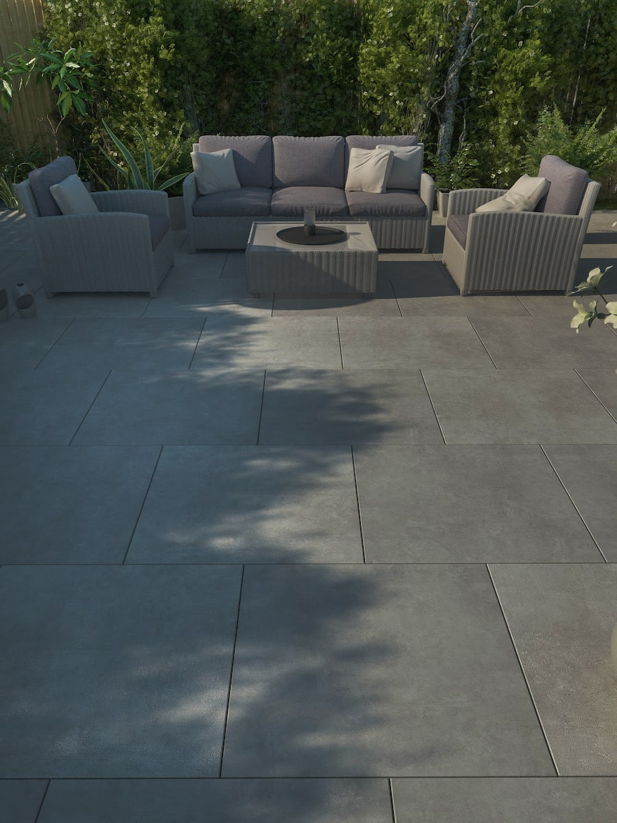 Eclipse Anthracite Outdoor Porcelain Tile - 800x800x20mm