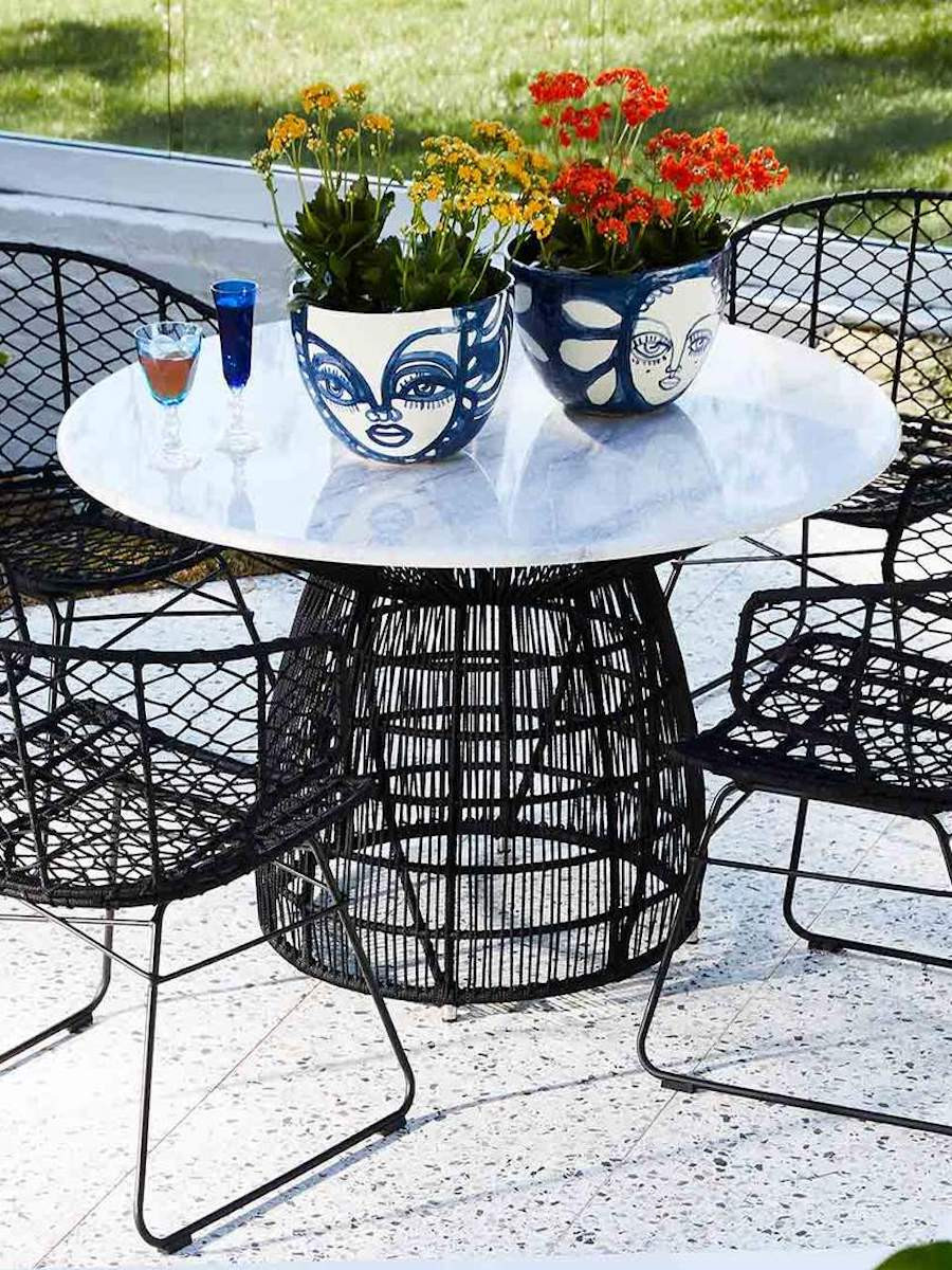 Ferro Statuario Premium Marble Dining Table & Chair Set(With 4 Breeze Chairs)
