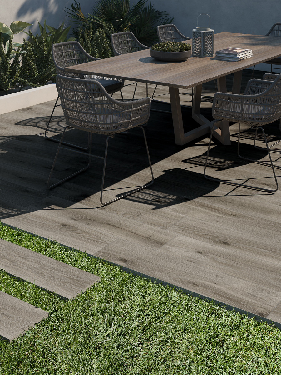 Fuera Gris Woodeffect Outdoor Porcelain Paving - 1200x300 Planks