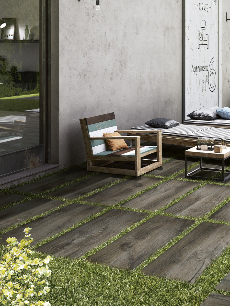 Fume Grey Wood Effect Outdoor Porcelain Paving Planks - 1200x400 Pack