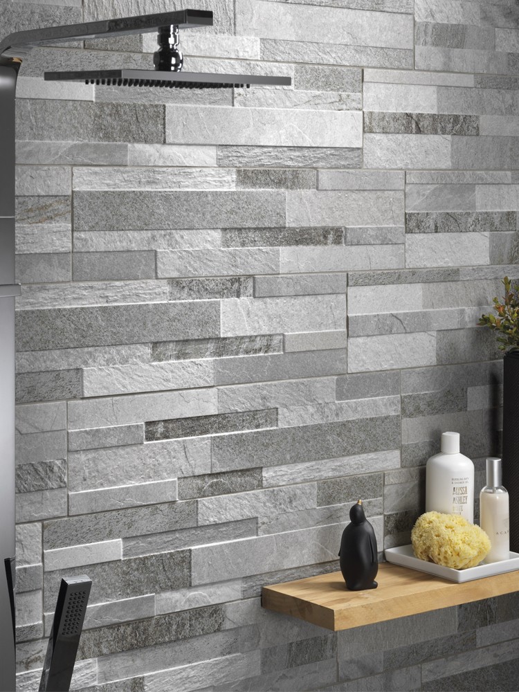 Grey Slate Split Face Effect Outdoor Porcelain Wall Tiles - 150x610x7-11(mm)