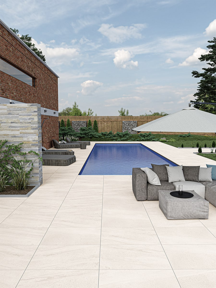 Grovak White Outdoor Tile - 1200x600x20mm