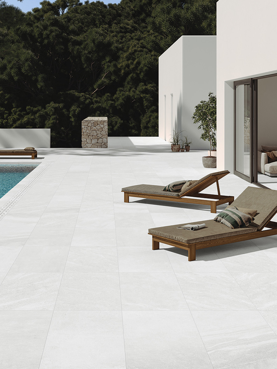 Idemo White King Size Outdoor Porcelain Paving Slabs - 1200x600 Pack