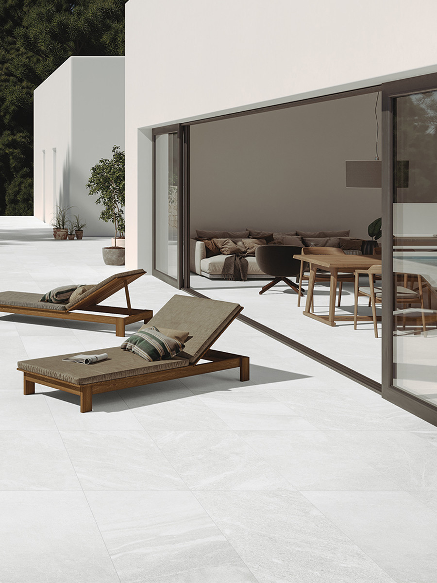 Idemo White King Size Outdoor Porcelain Paving Slabs - 1200x600 Pack