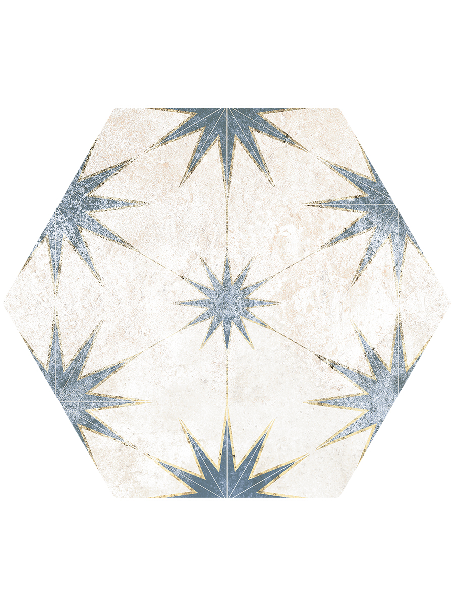 Lilya Decor Blue Hexagon Tiles - 198x228mm